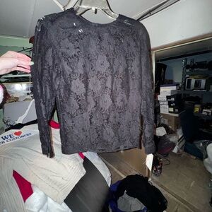 Black Lace Long-Sleeve Women's Top